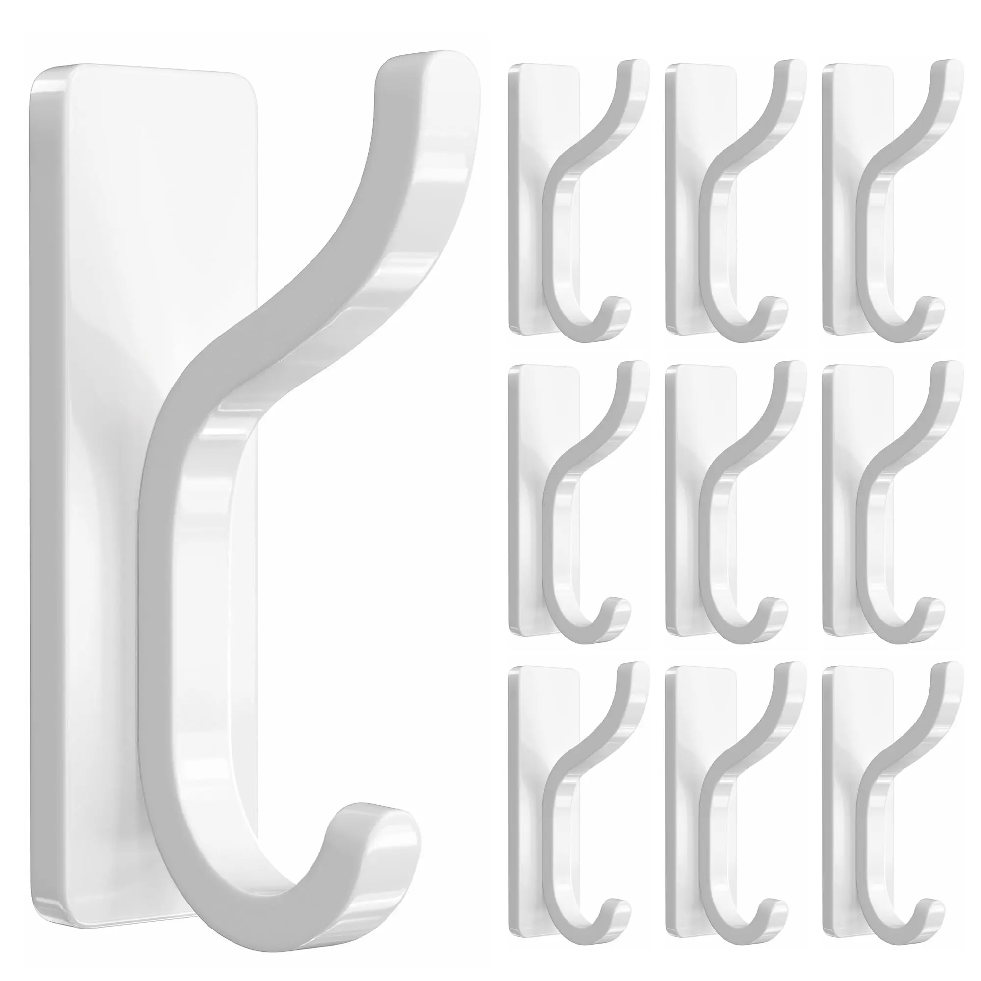 Minimalist Glass Adhesive Wall Coat Hooks - Heavy-Duty Stick-On Metal Hangers for Towel, Purse, Robe, Backpack, Jacket - Hangable for Bathroom, Dorm, Kitchen