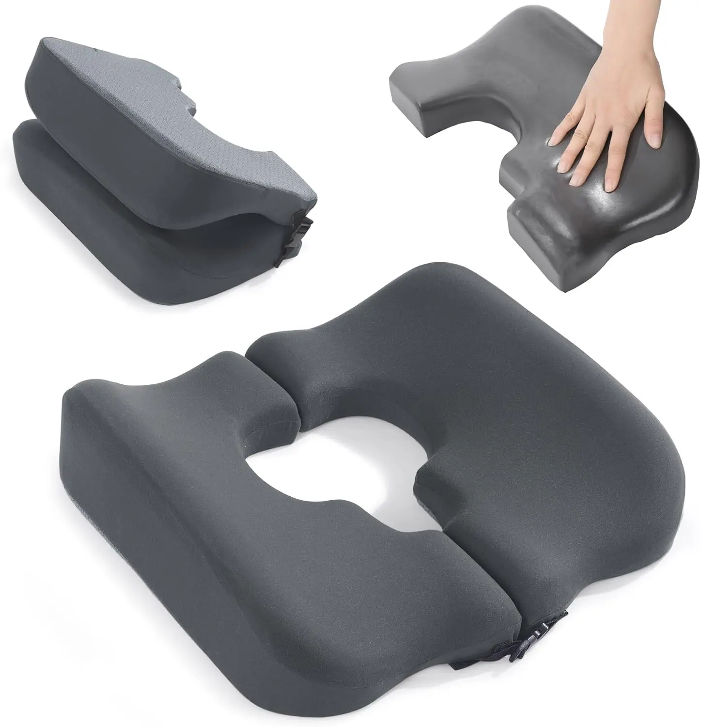 Hombys Health Leg Elevation Pillow Memory Foam Bed Sore Cushions for Butt,Bedsore Pressure Relief Pillow for Sleeping and Sitting,Cushion for Bed Sores on Buttocks, T Shaped Opening Tailbone Pillow