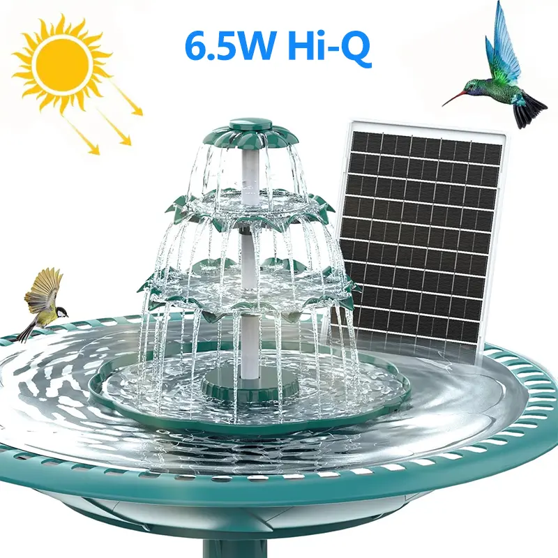 6.5W 3-Layer Solar Water Fountain - High-Quality Outdoor Water Fountains, DIY Detachable Pump, Garden Accessories, Backyard Decor, Bird Attractor, Efficient Power Supply summerwins, Solar Fountain Pumps