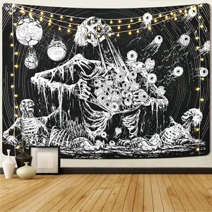 Skull Tapestry Mystic Eye Tapestries Skeleton Tapestry Black and White Tapestry Wall Hanging for Bedroom, Living Room(51.2 x 59.1 inches)