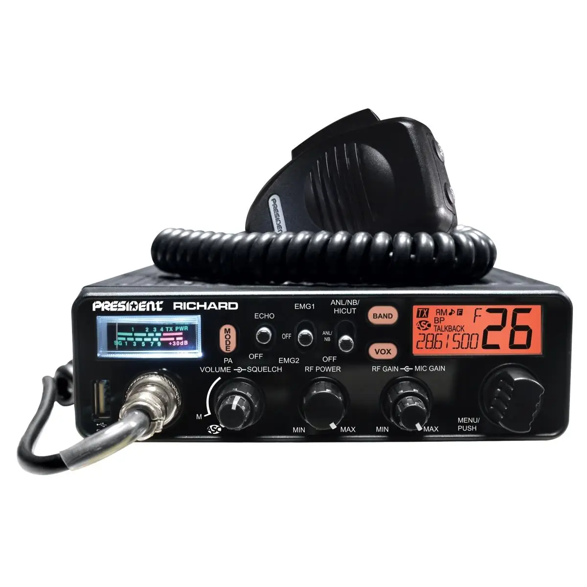 President   50 watt Pep AM & FM 10m Transceiver with Continuous Scanning, Audio