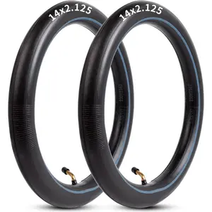 Heavy-Duty 14 x 2.125 Inner Tube 14 Inch Electric Bike Tubes with Angled Valve Stem for Replacement Electric Scooters and E-Bike Tire Tube 2 Packs