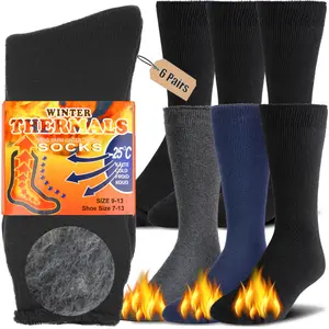 Men's Thermal Winter Crew Socks - 3/6 Pairs for Cold Weather Outdoor Work Activities Hiking Running - Underwear, Menswear