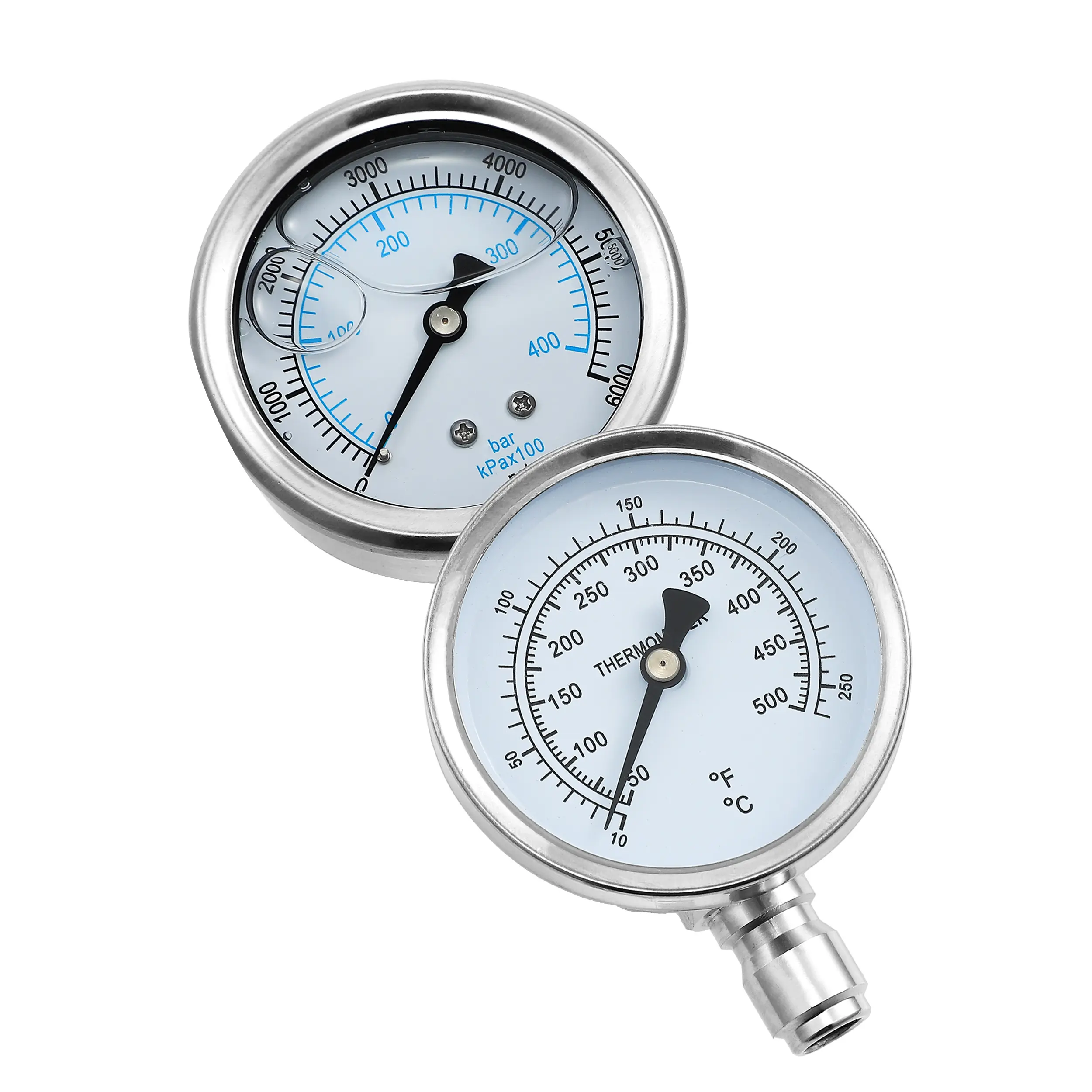 JOEJET Pressure Washer Gauge, Power Washer Temperature Gauge and Pressure Gauge with 3/8 Inch Quick Connect, 6000 PSI, 500 F