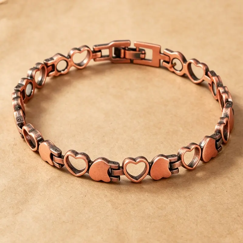 Women's Copper Anklet—Specially Designed for Arthritis Sufferers—Crafted from 99.99% Pure Copper—Featuring an Exquisite Heart-Shaped Design—Trendy Jewelry Fashionable Accessories Wearable Jewelry