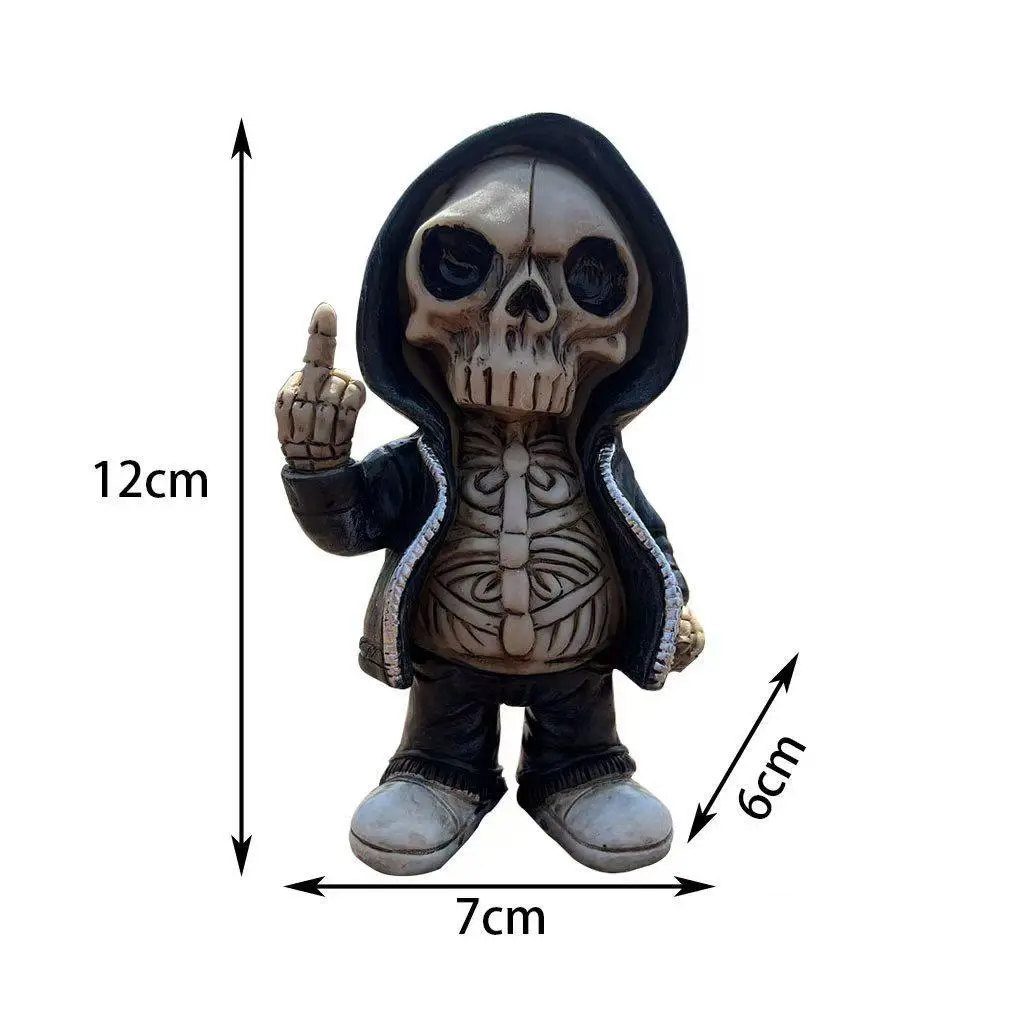 New middle-finger skeleton ornament, Halloween decoration, home decor, resin craft, small gift/present Figurine Sculpture