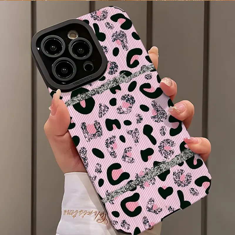 Leopard Print Elegant Rhinestone Design Protective Shockproof Ultra-Thin Case Cover for iPhone 17/16/15/14/13/12/11/plus/pro Max, Dust-Proof, Beautiful Gift, Accessories, Protector, Casing, Decorative Phone Protector