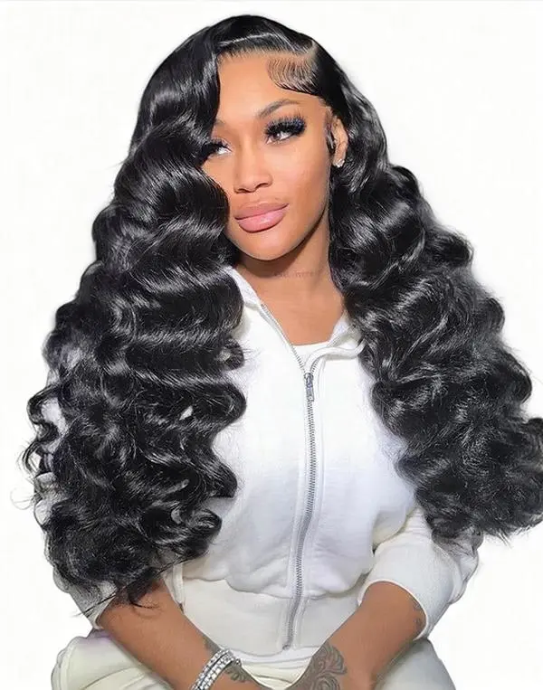 ZLIKE 13x4 Lace Frontal Wig Human Hair for Female, Bouncy Loose Deep Wave Texture, 350% Density Brazilian Virgin Hair with Adjustable Cap, Lace Frontal Wigs, Human Hair Textured