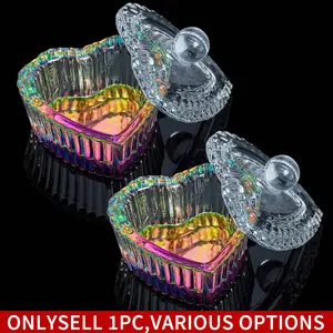 1PC Nails Tips Art Dish with Lid Acrylic Liquid Powder  Monomer Dish Glass Crystal Cup Glassware Nail Care Manicure Tools for Professional Use and Home Use Brush wash cup
