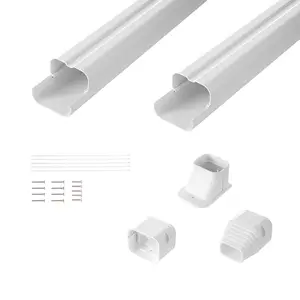 【Summervibes】VEVOR Mini Split Line Set Cover 3-inch W 7.4Ft L, PVC Decorative Pipe Line Cover For Air Conditioner with 2 Straight Ducts & Full Components Easy to Install, Paintable for Heat Pumps, White