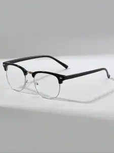 1 pair of men's semi-rimless glasses, suitable for computer reading, gaming, watching TV and using mobile phones, with fashionable flat lenses, Quality Eyeglasses