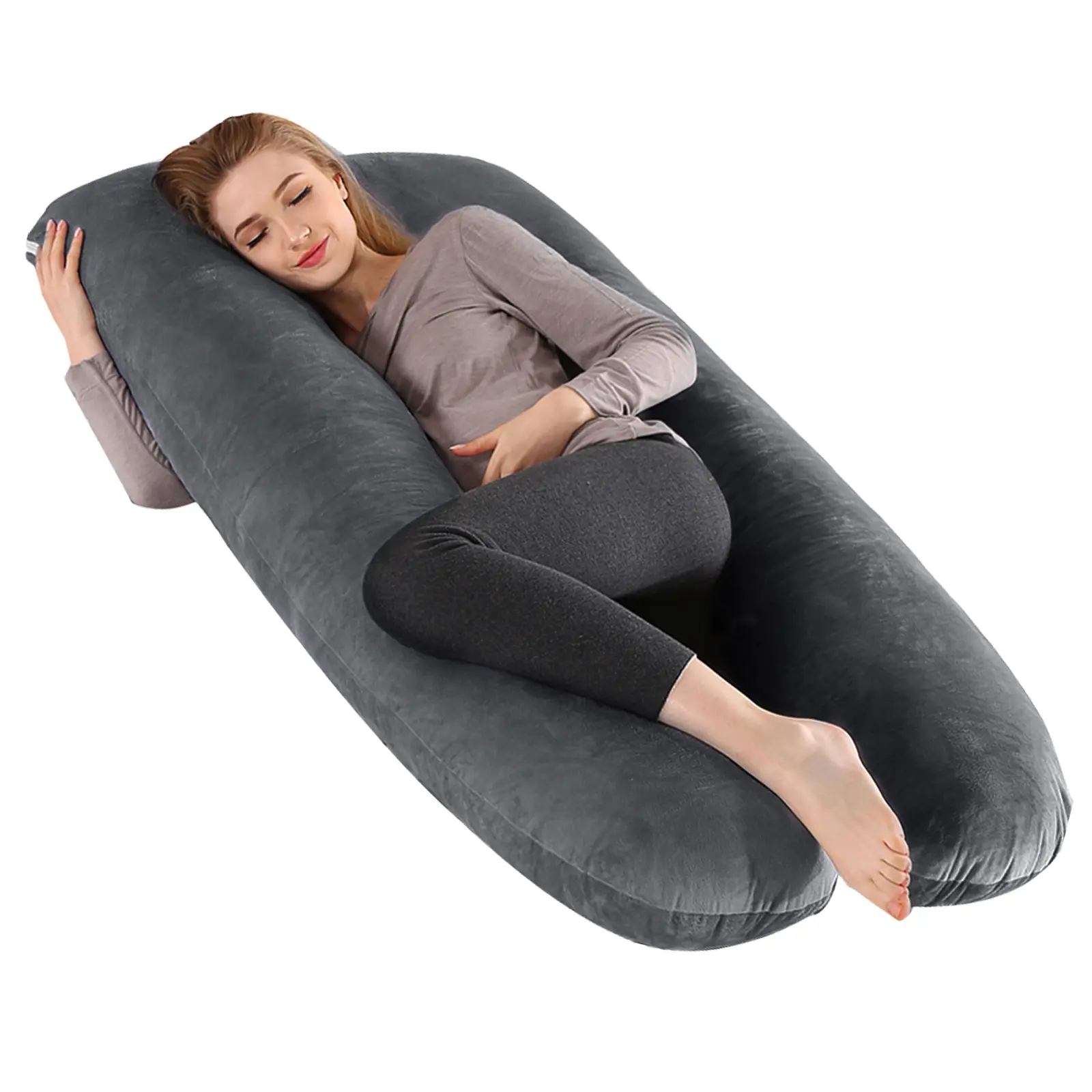 Wndy's Dream U-Shaped Pregnancy Pillow, Ergonomic support, skin-friendly and breathable fabric, machine-washable and removable pillowcase, and a full-wrap design that provides full-body support