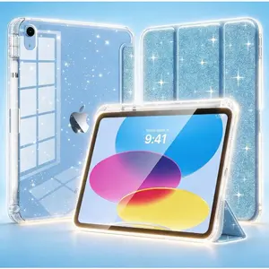 iPad Case for A16 11th Gen (11") 2025 & 10th Gen (10.9") 2022 – Glitter TPU Cover with Clear Back Shell, Pencil Holder, Auto Wake/Sleep（Tablet not included）