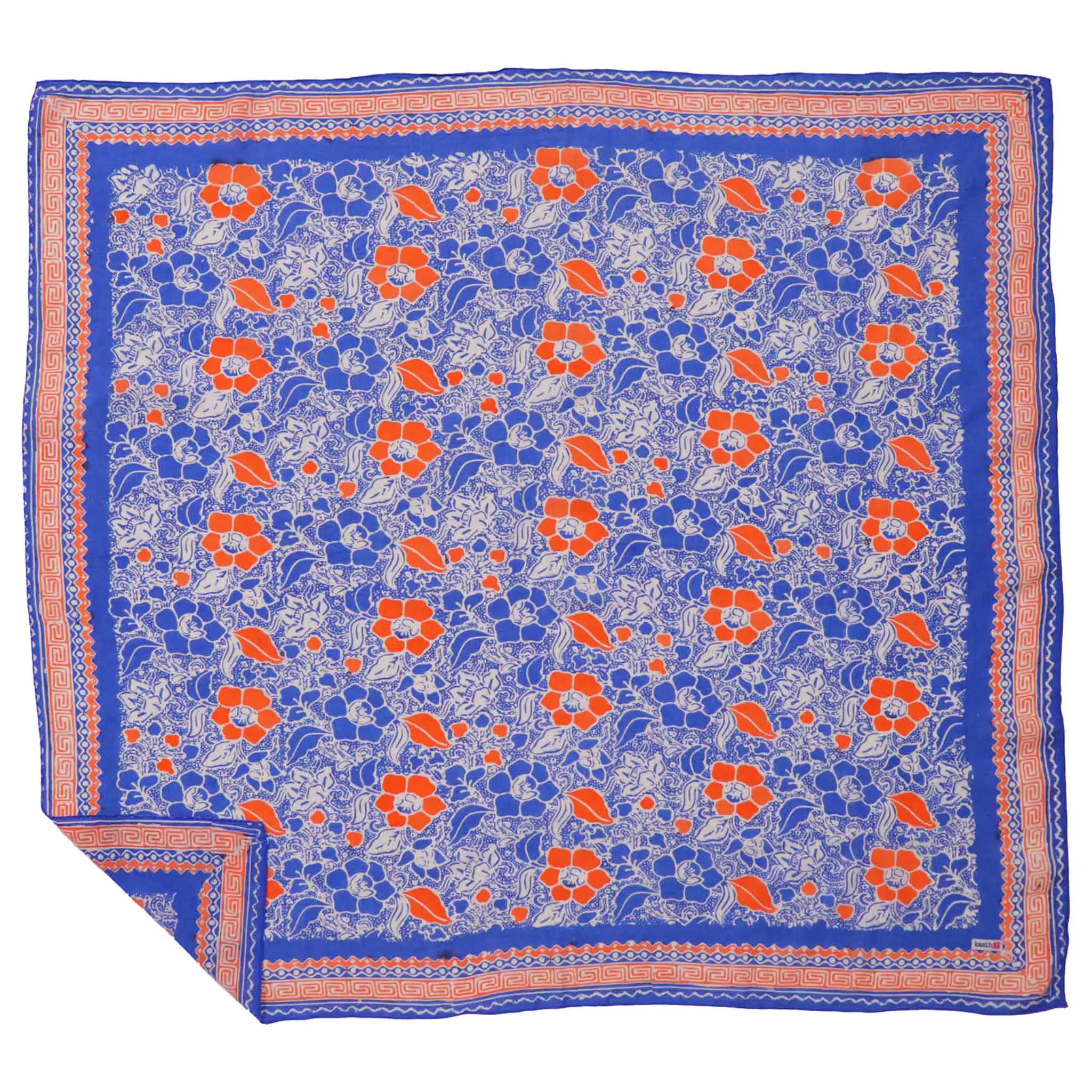 Large 39" Hand Dyed Batik Bandana, 100% Soft Cotton, Sunset Sky