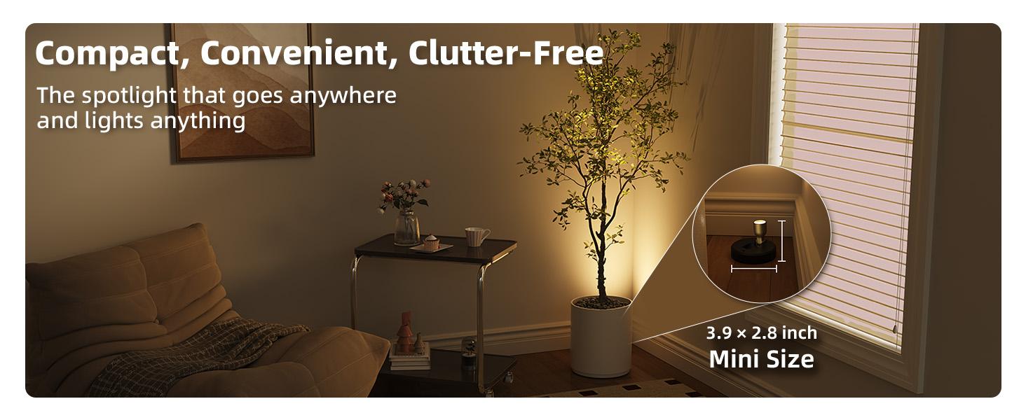 ISUNMEA Spotlight Indoor with Remote, 4000mAh Rechargeable Battery-Powered Plant Spot Lights, Wireless Mini Uplights with Dimmable & 3-CCT, Timer, Accent Lighting for Pictures, Art, Displays (2-Pack)