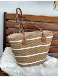 2026 New Large Capacity Straw Handbag Fashion Versatile Casual Commuter Bag Commuter Shoulder Bag Beach Vacation Travel Straw Tote Bag Summer Bags