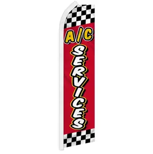 Red Checkered Plaid Banners - 11.5x2.5 ft Free-Fly Polyester Knit Advertising Backdrop for Home, Festive & Party Supplies