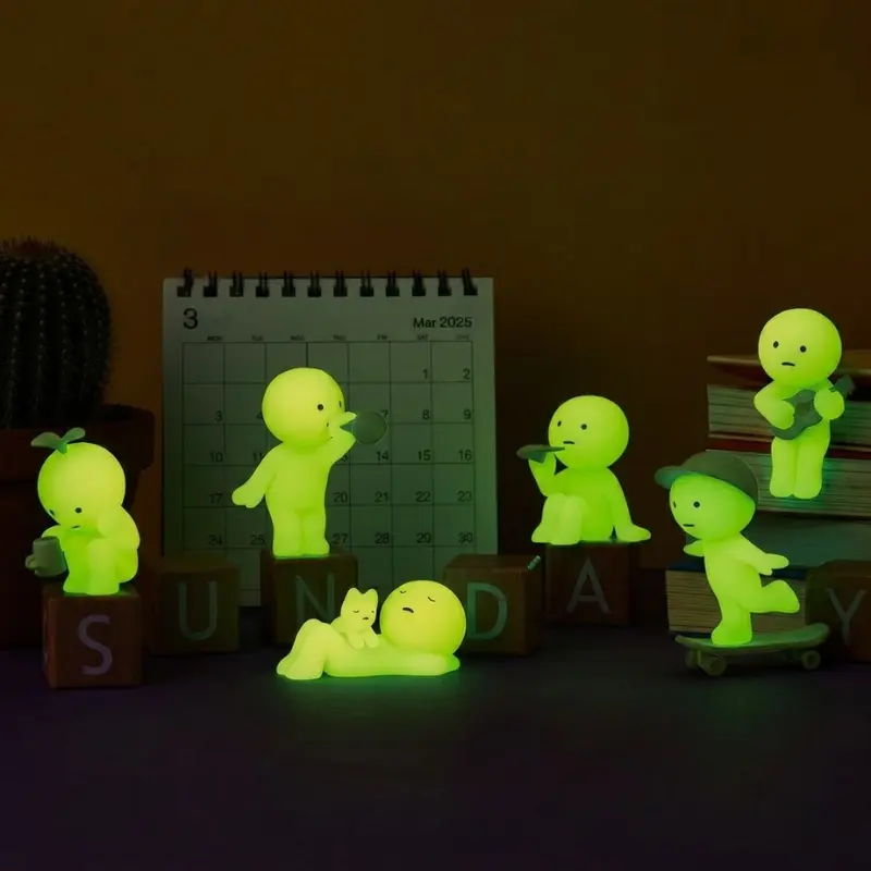 Smiski Blind Box Gift, Sunday Exercising Hipper Living Moving Yoga Bathroom Series Glow In The Dark Mini Figure Collectible Toy