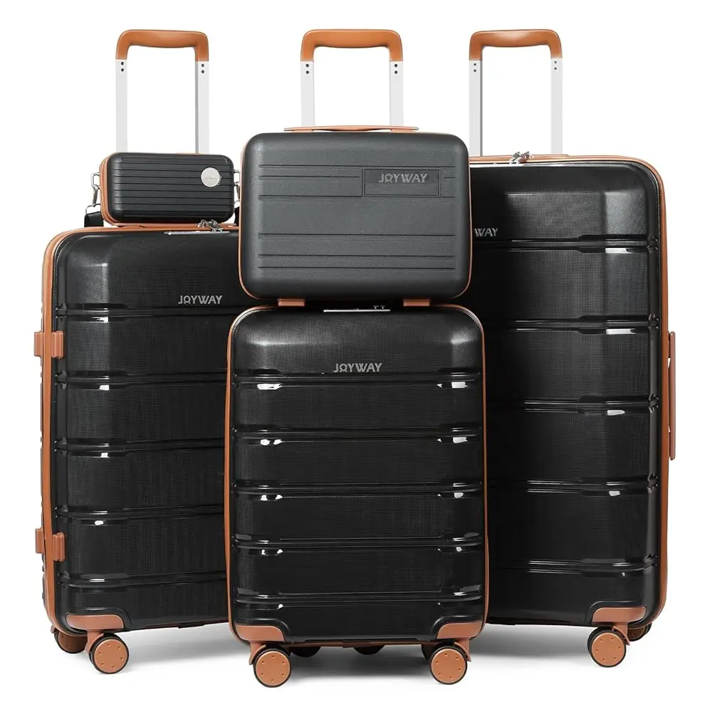 5 Piece Luggage Set, Hard Shell Lightweight Durable Travel Suitcase, TSA Lock, Silent Spinner Wheels, Portable Small Storage Box