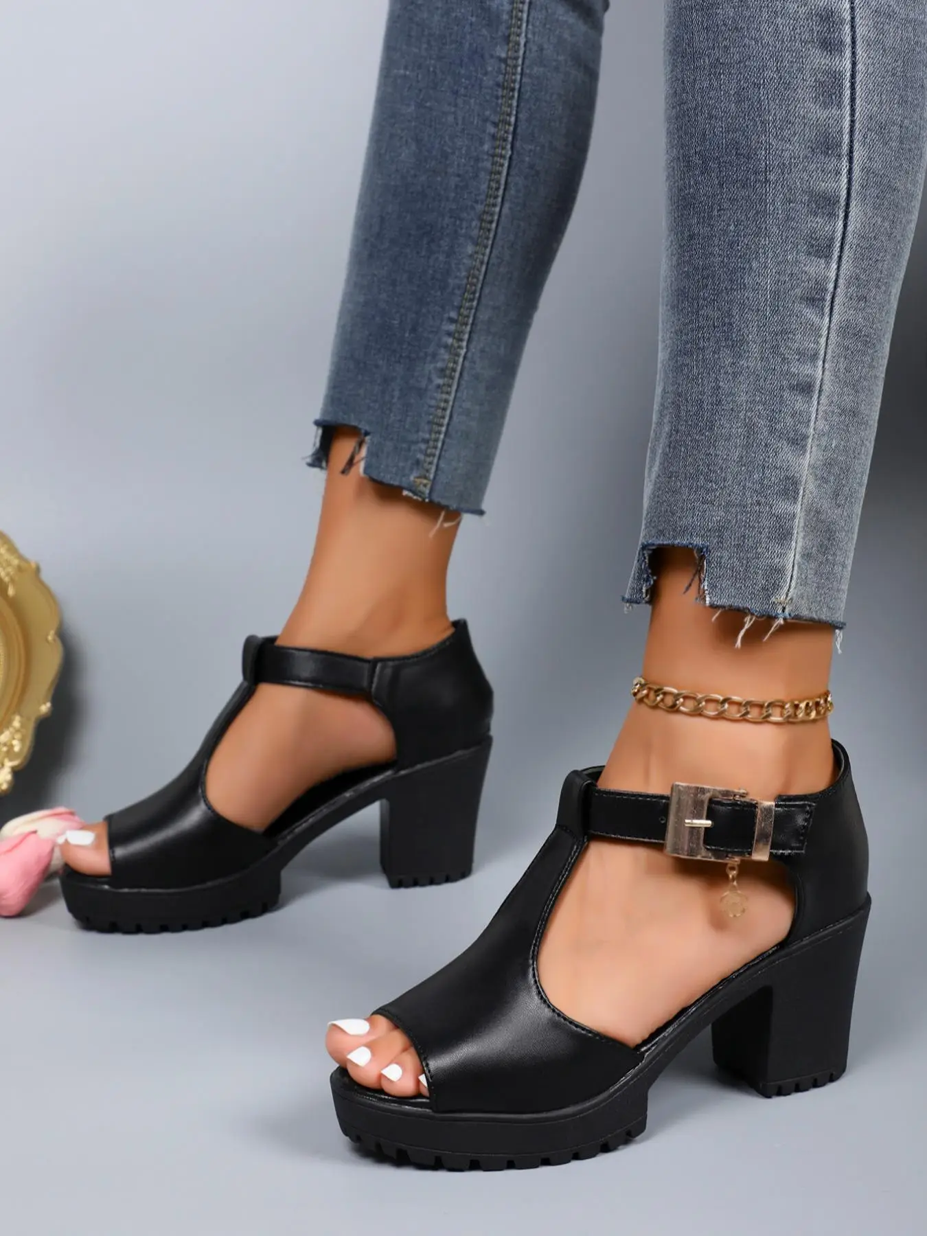 Women's Fashionable Colorblock High Heel Sandals, Casual Comfortable Buckle Decor Wedge Sandals for Daily Wear, Lightweight Breathable Shoes for Daily