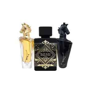 Lattafa for Unisex 3 Piece Eau de Parfum Gift Set (Bade'e Al Oud Oud for Glory + Maahir + Maahir Black Edition for Men) 3.4 Ounce/100 ml each