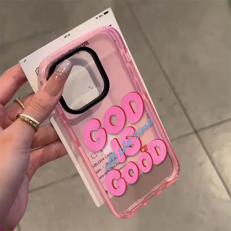 Faith-Inspired ‘God Is Good’ fashion two tone TPU full coverage phone case suitable for iPhone 17 16 15 14 13 12 11 Plus Pro Max