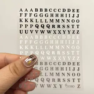 1 Sheet 3D Nail Art Stickers Vintage Silver Color Letter Design, DIY Essential Nail Decorations, Beauty Accessories for Manicure