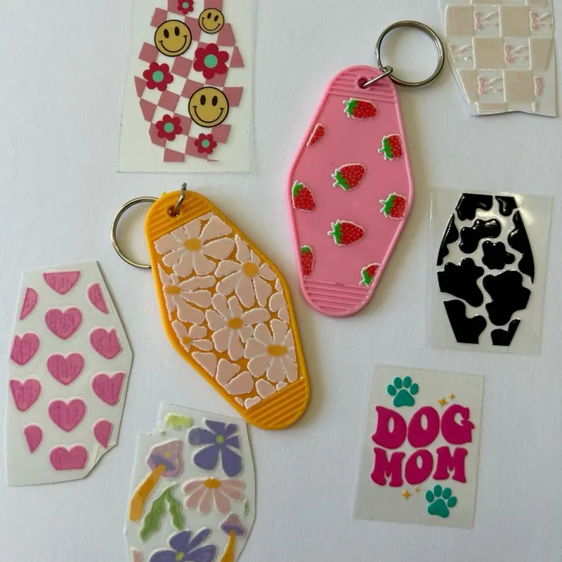 Personalized Motel Keychains - Fun Styles with UV DTF, Includes Various Designs and Keyring Attachment