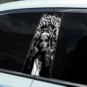One Tattoo Nun Theme Sticker Decals 2 Pack B-Pillar Waterproof, Scratch Resistant, Suitable for All Models - Cars, For Audi, Honda, Mitsubishi, Ford, Volkswagen, BMW, Opel, Porsche, Citroen. Sedans, SUVs, MPVs