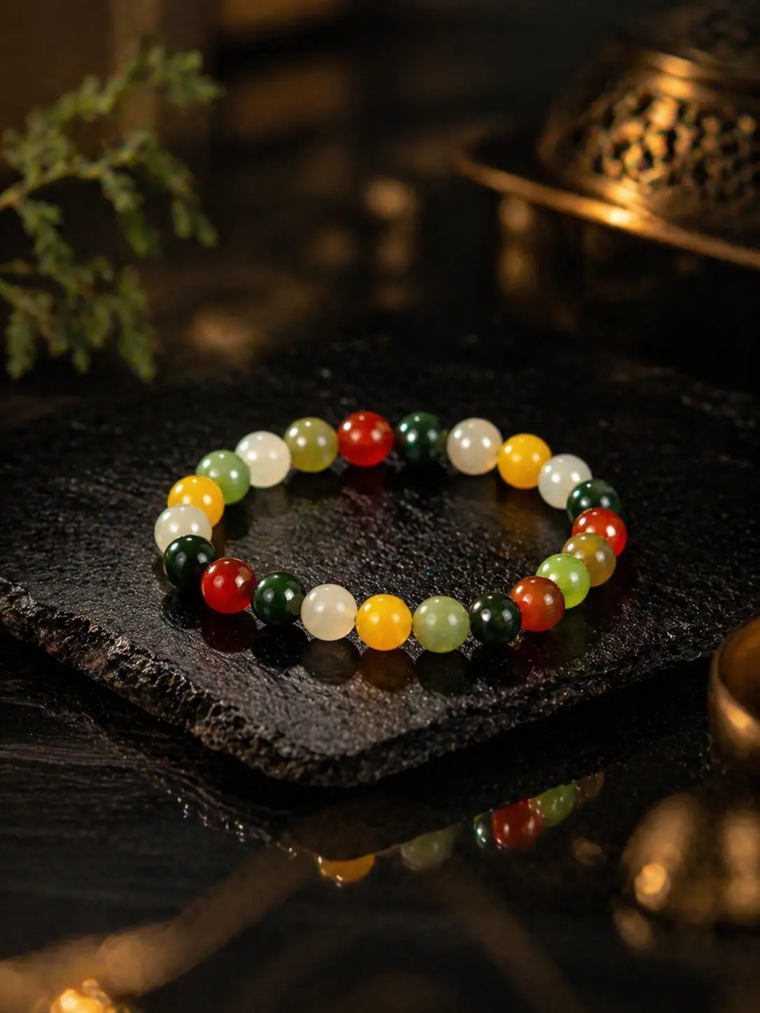 S.Shimmering Colors & Abundant Traditional Chinese Beads Necklace