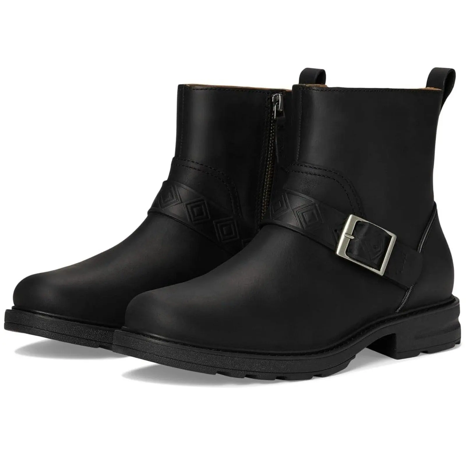 Teva Women Rowena Buckle Block Heel Booties Size US 6 Black Waterproof Leather