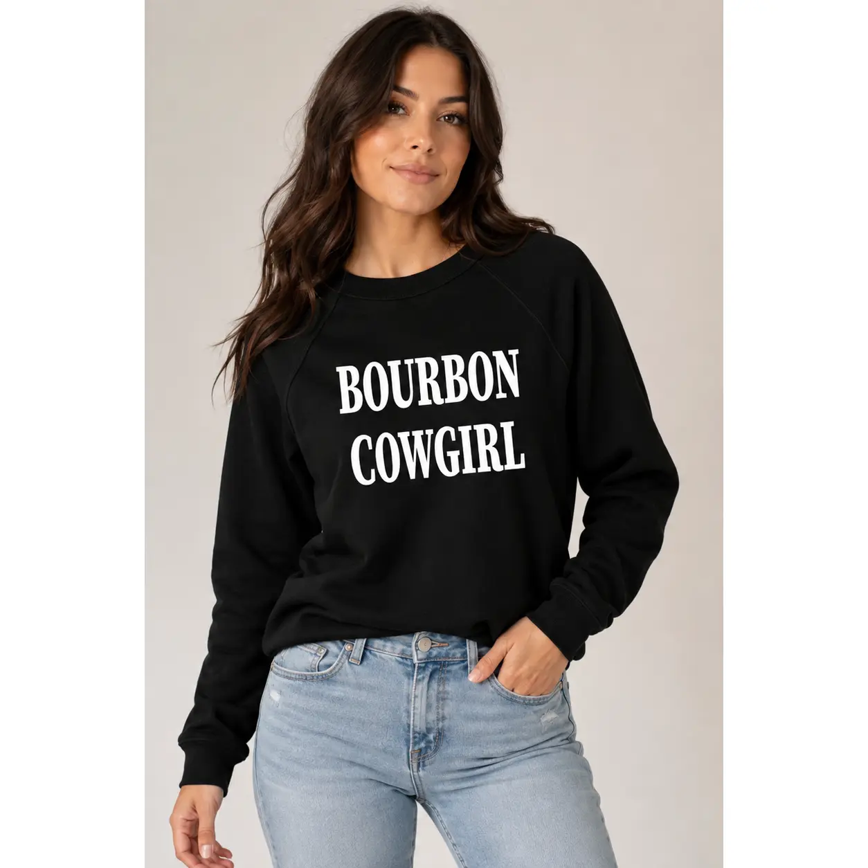 Bourbon Cowgirl Branded Raglan Crew Sweatshirt