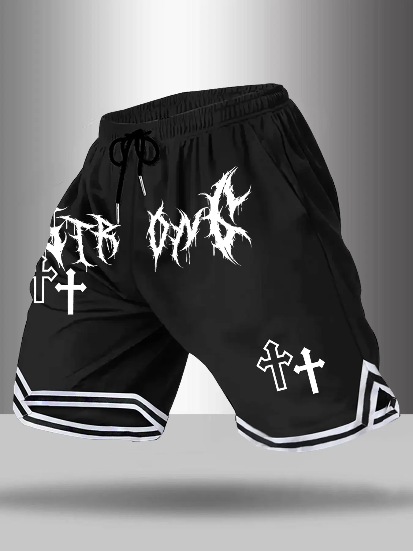 Men's Summer Outdoor Basketball Shorts with Drawstring Waistband, Fashionable Cross Design, Comfortable and Durable Cool Sports Shorts for Sports and Daily Wear, Athletic Wear Shorts