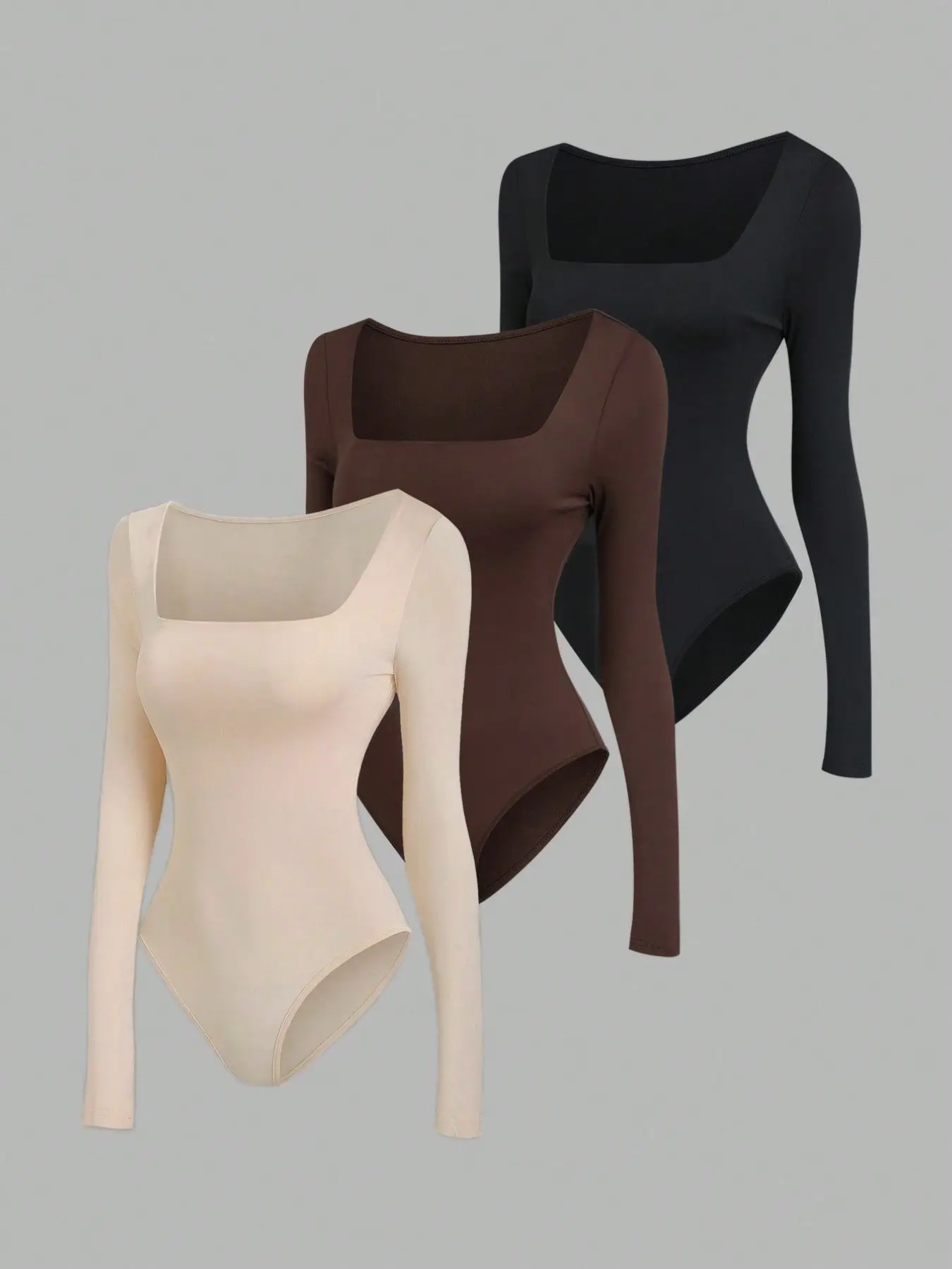 Women's Long Sleeve Bodycon Top, Slim Fit Casual Simple Design, Adorable Figure, Versatile Daily Wear for Multiple Scenarios, Bodysuit, Skinny Bodysuit, Slim Fitting Bodysuit