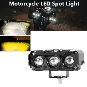 3 Lens Motorcycle LED Spotlight Beam Lamps for Auto Car Truck for SUV for UTV Mini Auxiliary Headlight Driving Light,Bright Lights