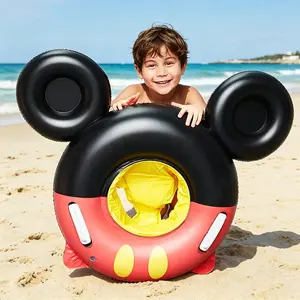 Infant Baby Swimming Float with Seat and Handle Inflatable Toddler Swim Ring Pool Floaties for 8-48 Months Babies Under 44lb Eco-friendly PVC Material Safe & Durable