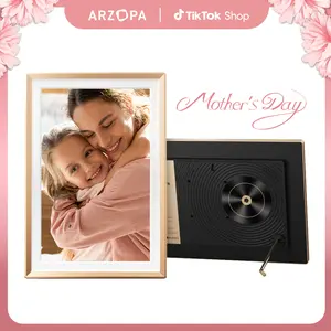 ARZOPA 14.0" Gold Digital Photo Frame Free Unlimited Cloud Storage Touch Screen Auto-Rotate 120s Video Slideshow for Family Friends Couples Nostalgic Memories Display Decor