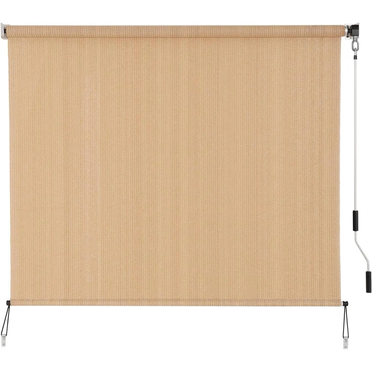 Outdoor Sunshade Roller Shades 8' W x 6' H, Cordless Roll Up Shade Blinds  Screen with 90% UV Protection, Exterior Patio Shade Cloth for Porch Pergola Balcony Backyard Windows, Walnut