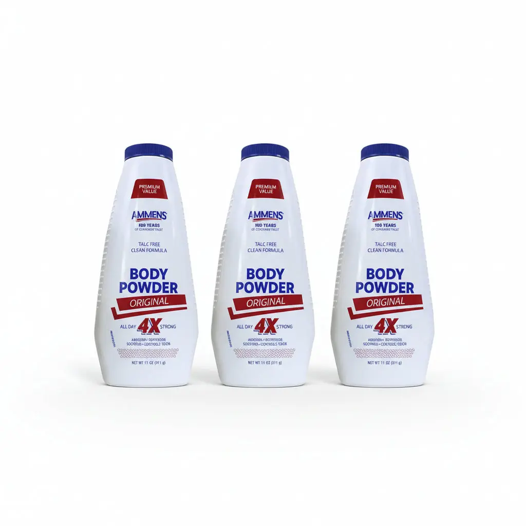 Ammens Body Powder Original Scent 11 oz – Talc Powder for Moisture & Odor Control (3 Pack)