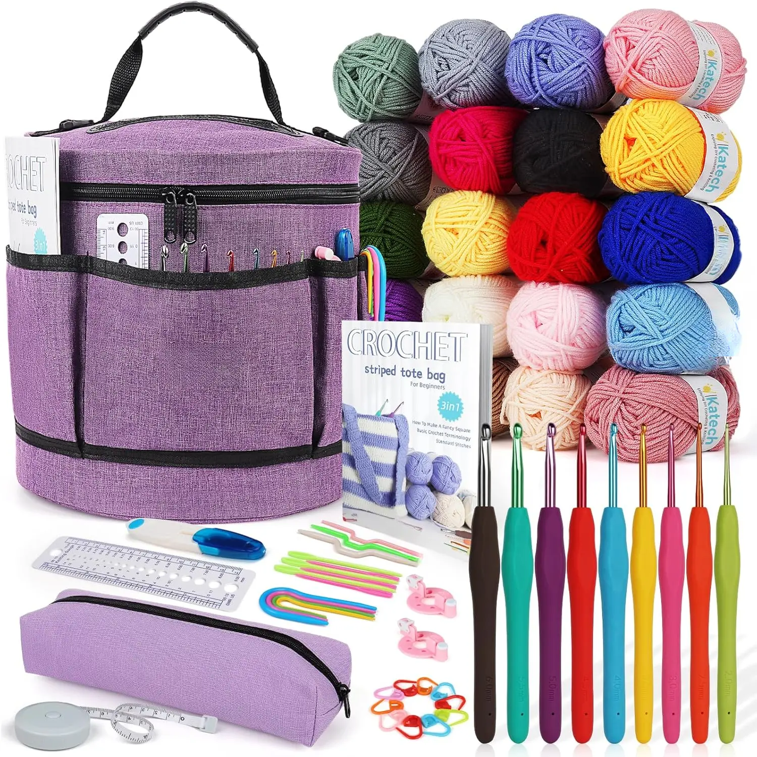 Crochet Kit for Beginners, Beginner Crochet Kit for Adults and  Crochet Kits Includes Crochet Hooks Knitting Bag Crochet Yarn for Crocheting Instruction Knitting Kit Crochet Supplies
