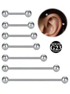 Titanium Industrial Barbell 14G Industrial Earring Industrial Piercing Jewelry Industrail PiercingTongue Ring Long Bar Body Piercing Jewelry 12-38mm Piercing Earrings Titanium Alloy