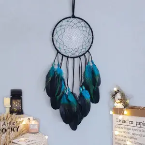 Handmade Luminous Magical Dream Catcher, Boho Traditional Round Net with Feather, Decorative Hanging Decor for Home Bedroom Living Room, Gift, Hangable, Wall Hanging Decor, Boho Decoration