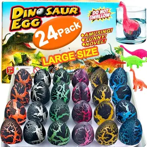 24 Pcs Large Hatching Dinosaur Eggs Easter Party Favors, Easter Egg Filled Toys for Kids Toddlers Grow in Water Dinos Egg Science Kits, Goodie Bag Stuffers, Classroom Prizes, Easter Basket Stuffers