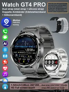 Men's Sports Smartwatch GT4 Pro, Trendy Multifunctional Watch, 1.53-inch touchscreen with wireless calling, over 100 sports modes and watch faces, voice assistant, compatible with Android and iPhone, monitoring and payment functions, IP67 waterproof