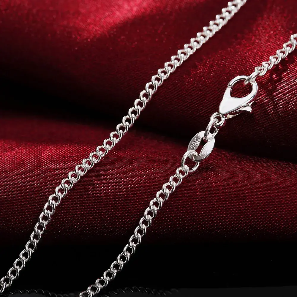 925 Sterling Silver Necklace 16/18/20/22/24/26/28/30 Inches 2MM String Chain For Women Men  Jewelrys Gifts