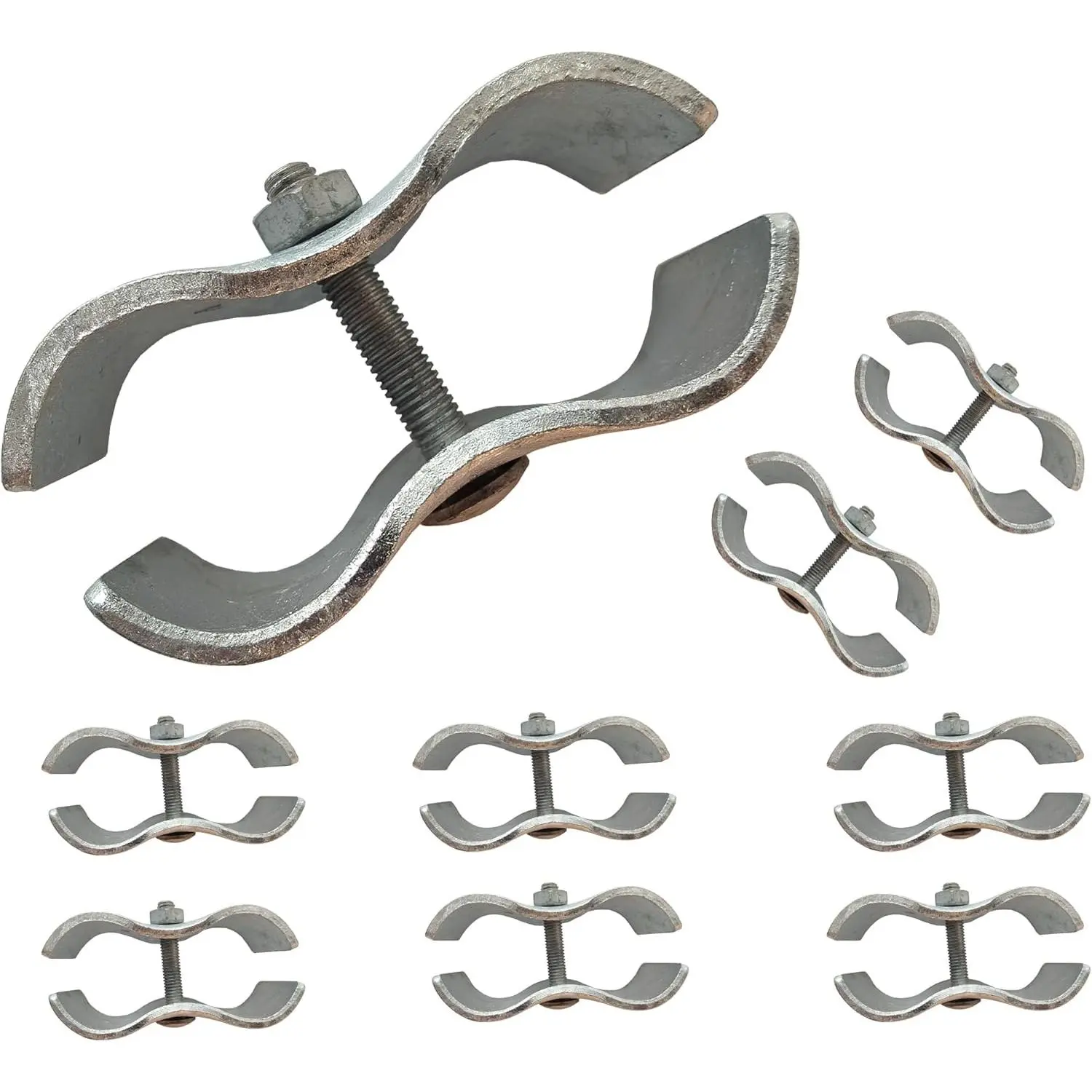 Dog Kennel Clamps & Panel Clamps For Chain Link Fence Made To Fit 1 3/8" Round Posts. Chain Link Clamp, Fence Panel Clamps And Saddle Clamp For Dog Kennels, Galvanized Connectors. (1-3/8"(8PCS)