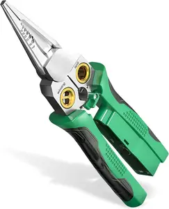 8-in-1 Wire Stripper with Voltage Tester – Multi-Function Electric Wire Stripping Tool, Cutting & Pulling Pliers for Electrician Repair (Green)