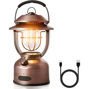 LED Camping Lantern Rechargeable - 15000mAh Power , 1000LM Stepless Dimming, Dual Color Temp 2500K & 5000K, IPX4  Retro Railroad Lantern for Camping,  Decor &