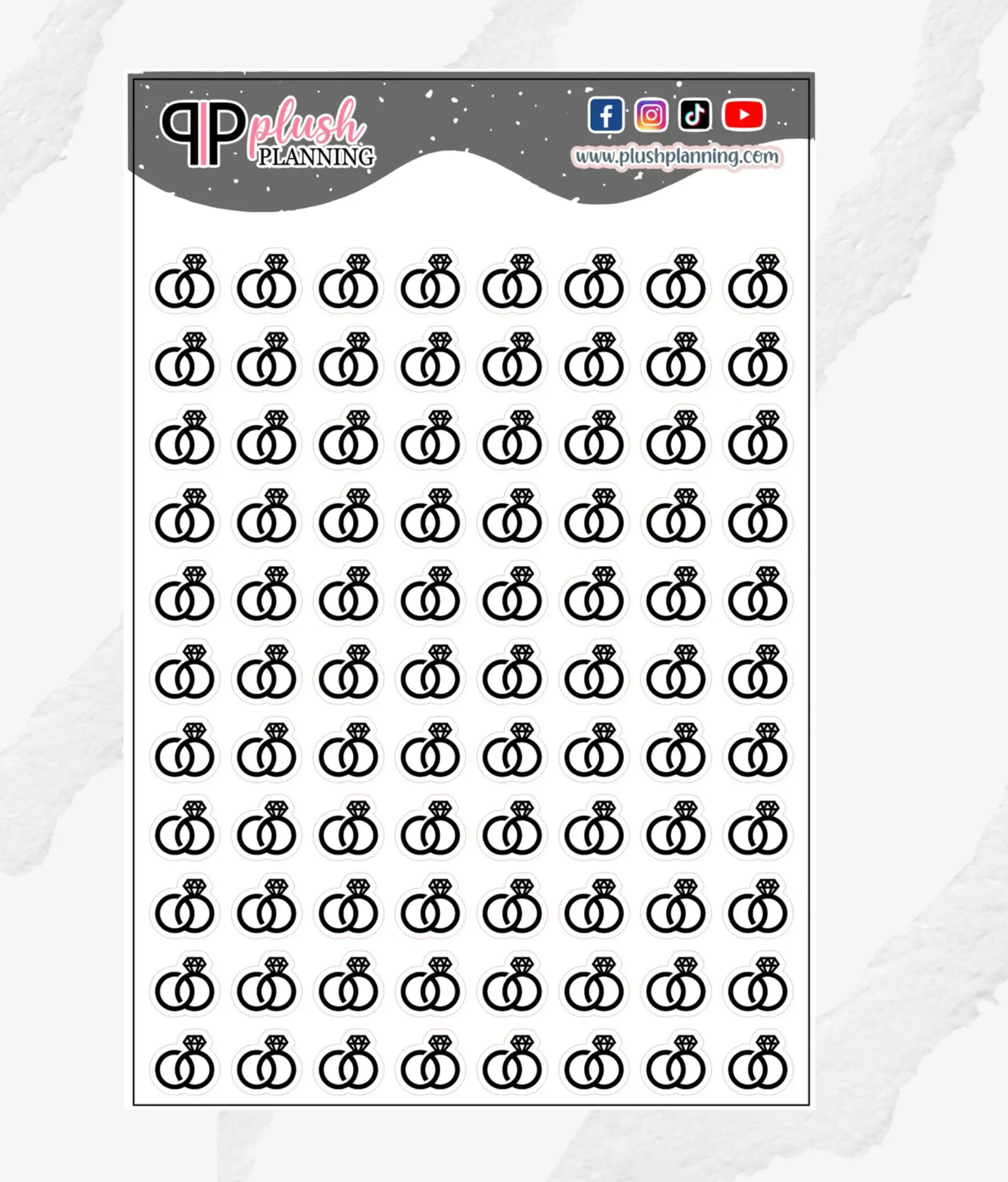 Wedding Rings Icon Planner Stickers, Wedding Anniversary Tracker