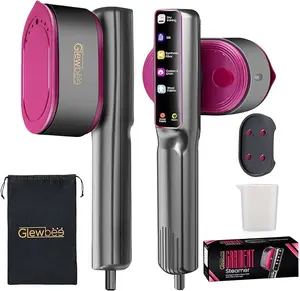 Portable Travel Clothes Steamer - 1200W Power, Lightweight Port., 2-in-1 Compact Vertical/Horizontal Steam Iron, 10-Second Heat-Up, 350°F Large Ceramic Panel, Anti-Drip, Smart Fabric Recognition, 1-Swipe Wrinkle-Free, Black & Pink